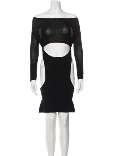 Pre-owned Rebecca Minkoff Merino Wool Mini Dress In Black