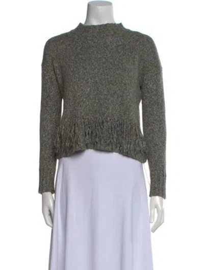 Pre-owned Rebecca Minkoff Merino Wool Mock Neck Sweater In Green