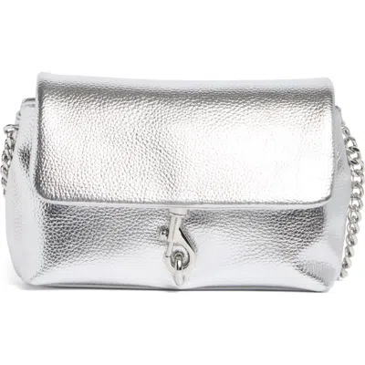 Rebecca Minkoff Metallic Leather Flap Crossbody Bag In Silver