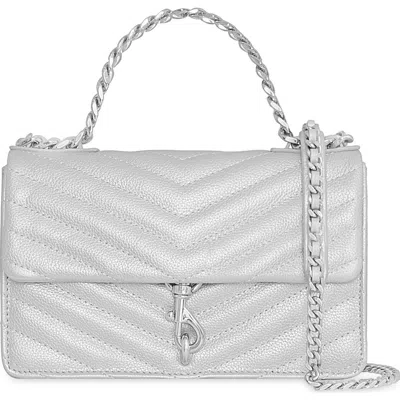 Rebecca Minkoff Mini Edie Quilted Leather Crossbody Bag In Silver