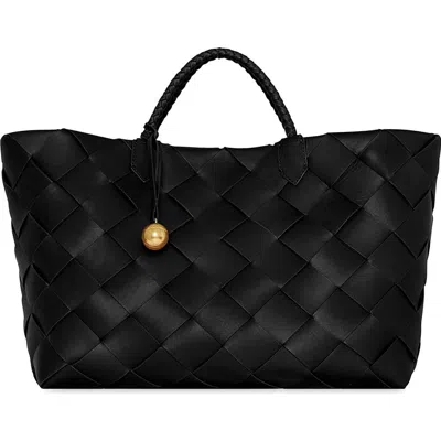 Rebecca Minkoff Mini Frankie Woven Leather Tote In Black