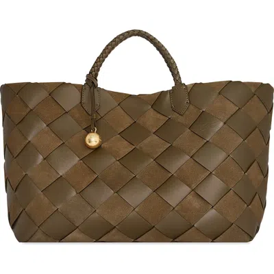Rebecca Minkoff Mini Frankie Woven Leather Tote In Brown