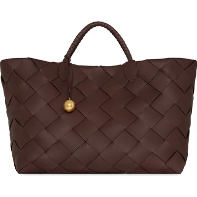 Rebecca Minkoff Mini Frankie Woven Leather Tote In Brown