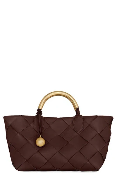 Rebecca Minkoff Mini Frankie Woven Leather Tote In Brown