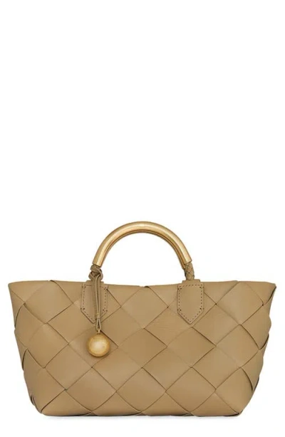 Rebecca Minkoff Mini Frankie Woven Leather Tote In Brown