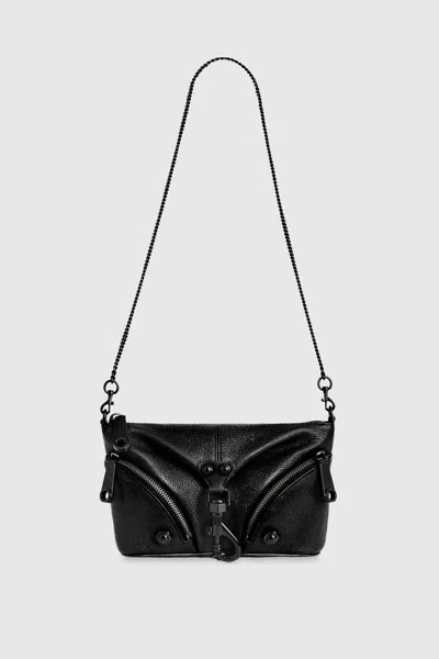 Rebecca Minkoff Mini Julian Crossbody Bag In Black/black Shellac