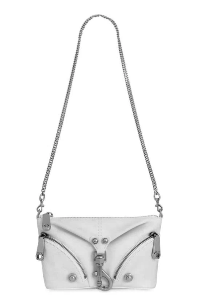 Rebecca Minkoff Mini Julian Leather Crossbody Bag In White-grey