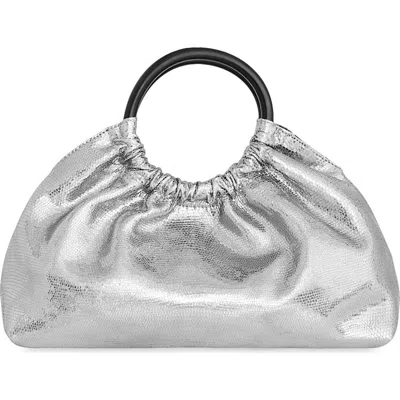 Rebecca Minkoff Mini Madeleine Metallic Leather Top Handle Bag In Red