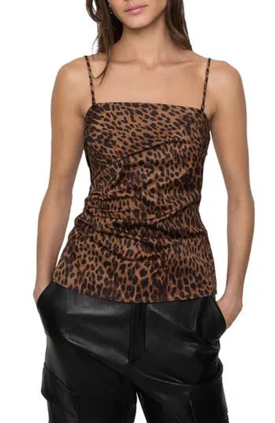 Rebecca Minkoff Nicole Leopard Print Ruched Camisole In Animal Print