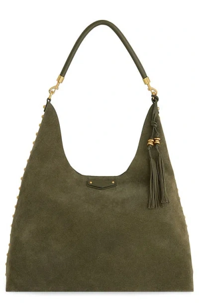 Rebecca Minkoff Nolita Large Suede Hobo Bag In Green