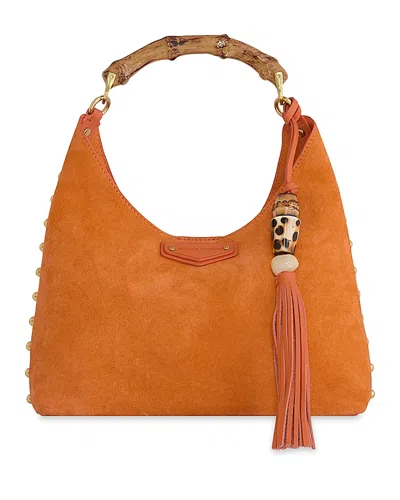 Rebecca Minkoff Nolita Small Suede Top Handle Bag In Orange