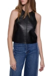 Rebecca Minkoff Nora Faux Leather High Neck Top In True Black