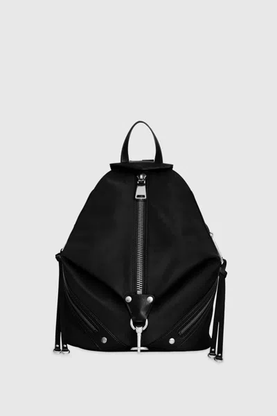 Rebecca Minkoff Nylon Medium Zip Julian Backpack Bag In Black/silver