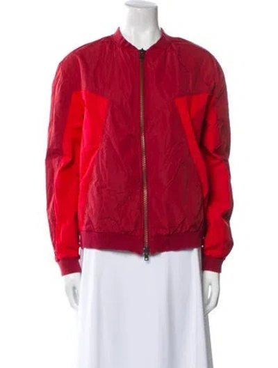 Pre-owned Rebecca Minkoff Nylon Printed Bomber Jacket In Red