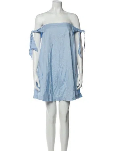 Pre-owned Rebecca Minkoff Off-the-shoulder Mini Dress In Blue