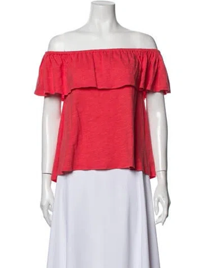 Pre-owned Rebecca Minkoff Off-the-shoulder Short Sleeve Blouse In Pink