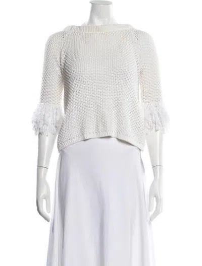 Pre-owned Rebecca Minkoff Off-the-shoulder Sweater In White