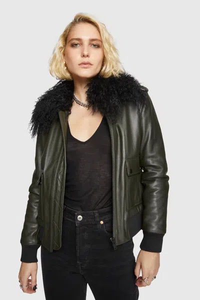 Rebecca Minkoff Orly Aviator Jacket In Green