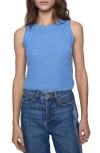 Rebecca Minkoff Palmer Cable Stitch Sleeveless Sweater In Azure