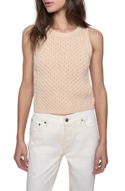 Rebecca Minkoff Palmer Cable Stitch Sleeveless Sweater In Chalk