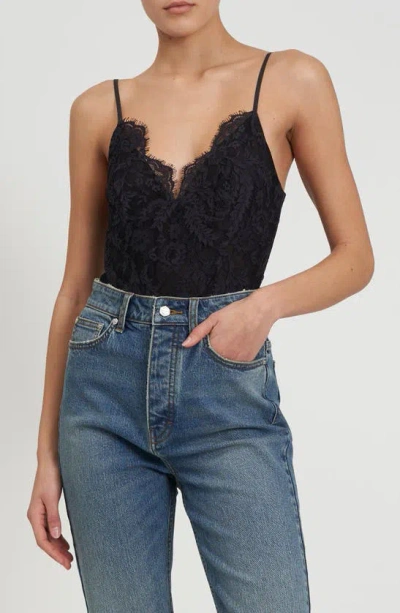 Rebecca Minkoff Parker Lace Bodysuit In True Black