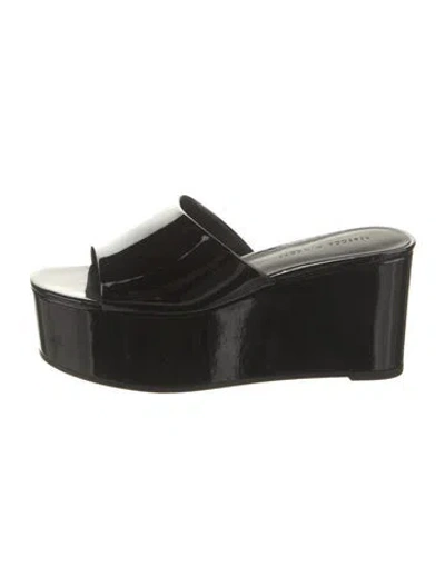 Pre-owned Rebecca Minkoff Patent Leather Slides In Black