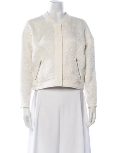 Pre-owned Rebecca Minkoff Patterned Bomber Jacket In White