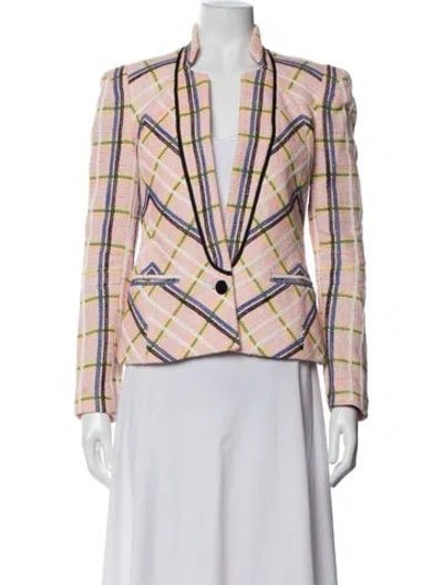 Pre-owned Rebecca Minkoff Plaid Print Coat In Pink