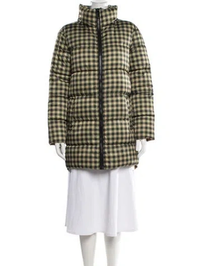 Pre-owned Rebecca Minkoff Plaid Print Down Coat In Yellow