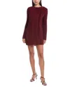 Rebecca Minkoff Iris Pleated Long Sleeve Minidress In Burgundy