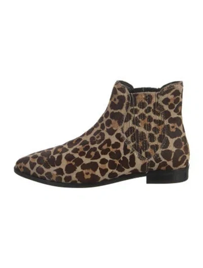 Pre-owned Rebecca Minkoff Ponyhair Animal Print Chelsea Boots In Brown