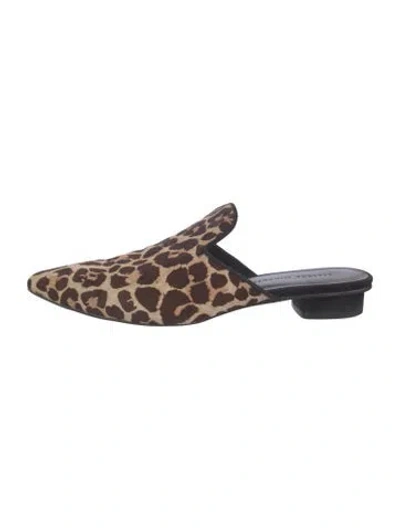 Pre-owned Rebecca Minkoff Ponyhair Animal Print Mules In Neutral