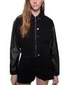 Rebecca Minkoff Poppy Cropped Combo Jacket In Carbon Wash