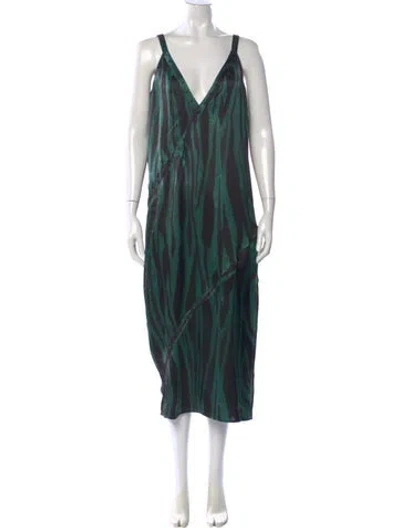 Pre-owned Rebecca Minkoff Printed Long Dress W/ Tags In Green