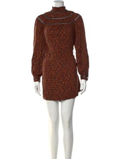 Pre-owned Rebecca Minkoff Printed Mini Dress In Brown