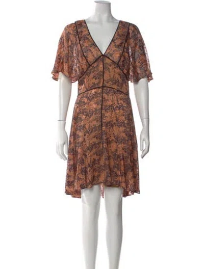 Pre-owned Rebecca Minkoff Printed Mini Dress W/ Tags In Orange