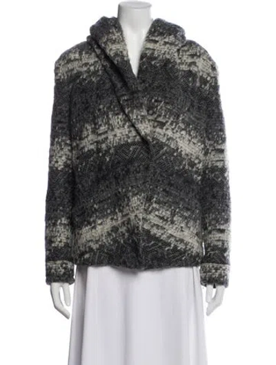 Pre-owned Rebecca Minkoff Printed V-neck Sweater In Gray