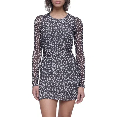 Rebecca Minkoff Reese Long Sleeve Mesh Minidress In Spotted Feather