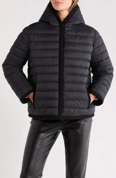 Rebecca Minkoff Reversible Faux Fur Hooded Puffer Jacket In Black