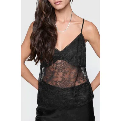 Rebecca Minkoff Rocco Sheer Lace Camisole In True Black