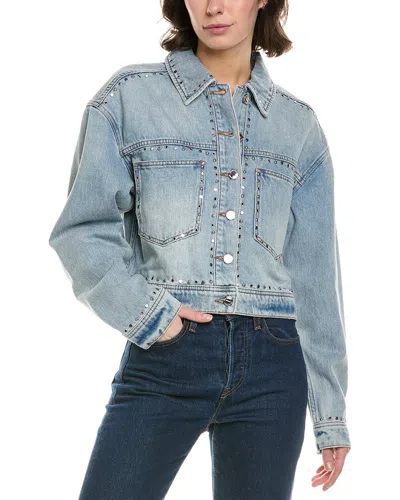 Rebecca Minkoff Rosco Crop Trucker Jacket In Blue