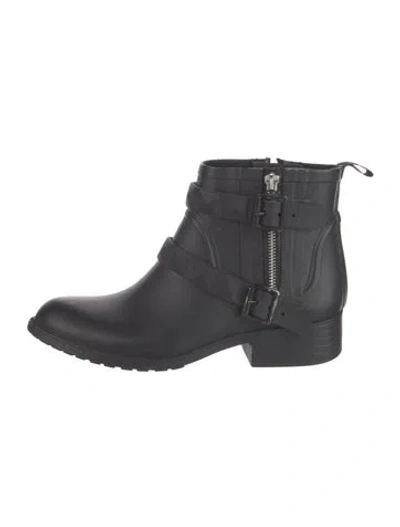 Pre-owned Rebecca Minkoff Rubber Moto Boots In Black