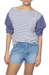 Rebecca Minkoff Ruby Stripe Pocket Cotton Jersey Top In Purple