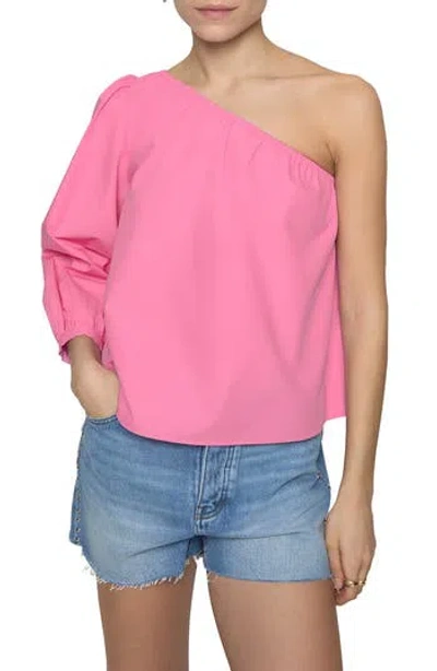 Rebecca Minkoff Sadie One-shoulder Cotton Top In Pink