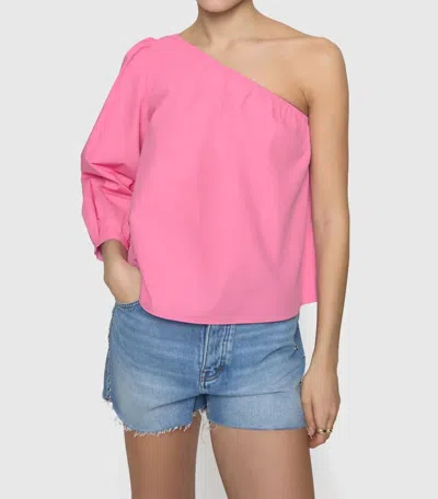 REBECCA MINKOFF SADIE ONE SHOULDER TOP IN ULTRA PINK