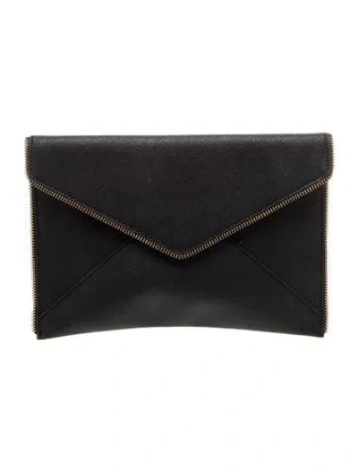 Pre-owned Rebecca Minkoff Saffiano Leather Clutch In Black