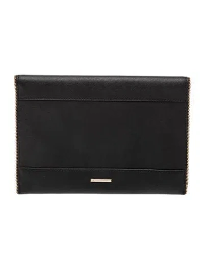 Pre-owned Rebecca Minkoff Saffiano Leather Clutch In Black