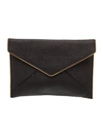 Pre-owned Rebecca Minkoff Saffiano Leather Clutch In Black