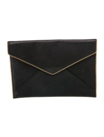 Pre-owned Rebecca Minkoff Saffiano Leather Clutch In Black