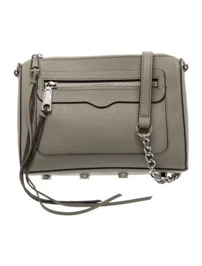 Pre-owned Rebecca Minkoff Saffiano Leather Crossbody Bag In Gray